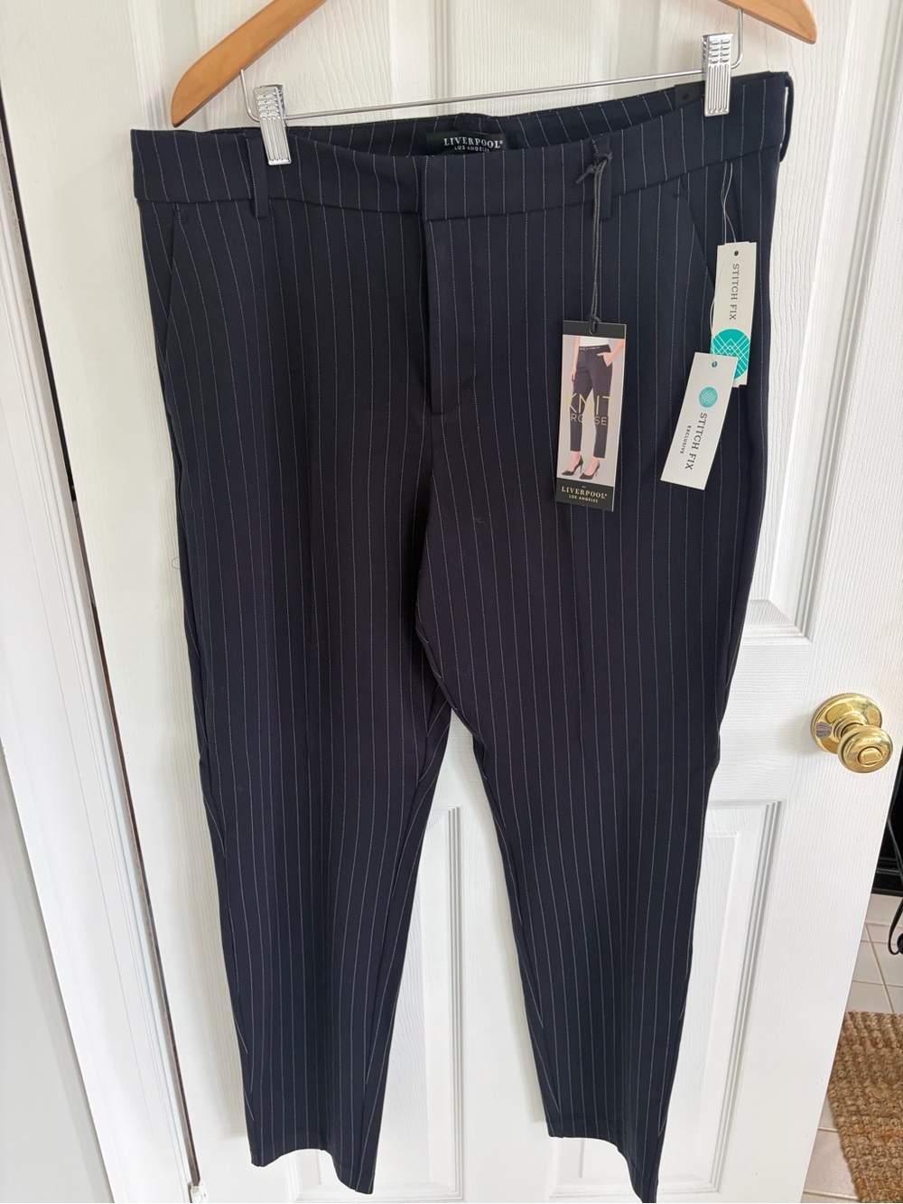 Liverpool Men's Navy Pinstripe Dress Pants